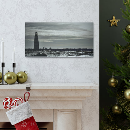 Canvas Gallery Wraps (White Wrap)-Winter Light House