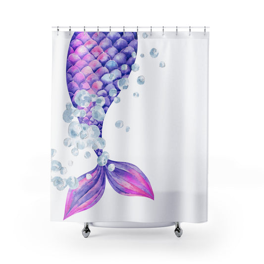 Shower Curtain - Mermaid Tail and Bubbles