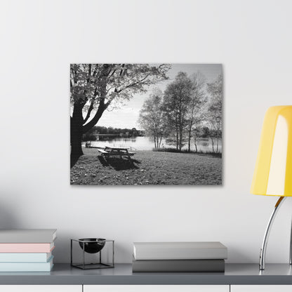 Canvas Gallery Wraps - Picinic by the river. Black and White