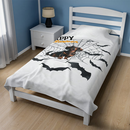 Velveteen Plush Blanket - Dachshund Halloween