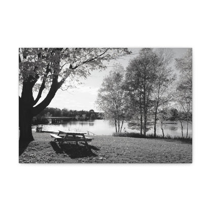 Canvas Gallery Wraps - Picinic by the river. Black and White