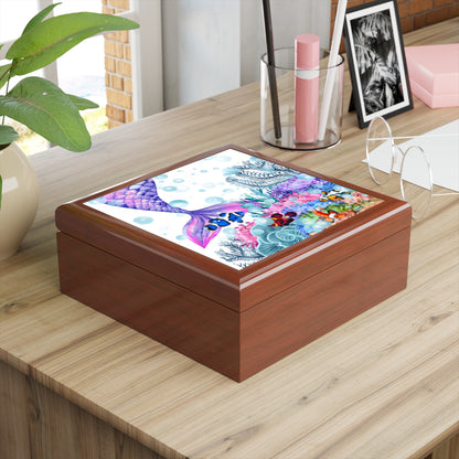 Jewelry Box – White Ceramic Mermaid Tail under the sea