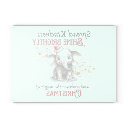 Glass Cutting Board - Magic of Christmas Baby Elephant