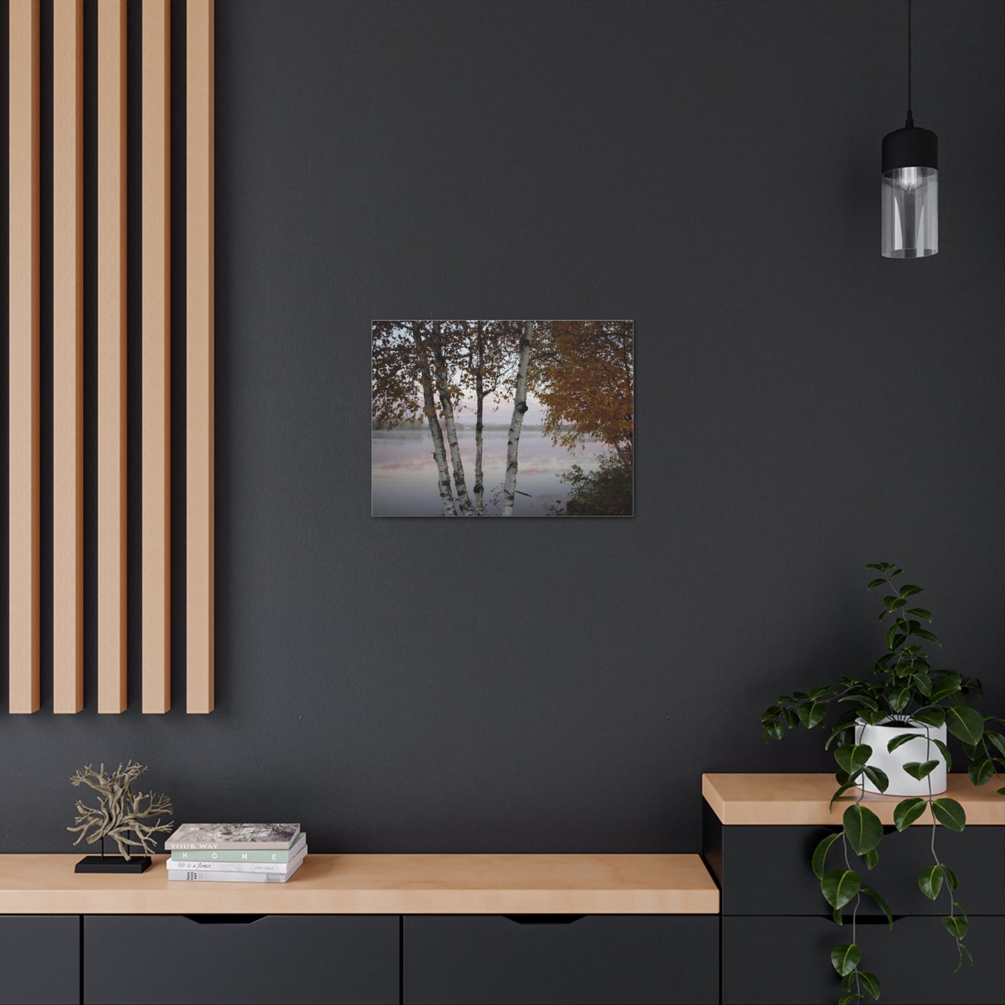 Canvas Gallery Wraps (White Wrap) - River view with morning fog