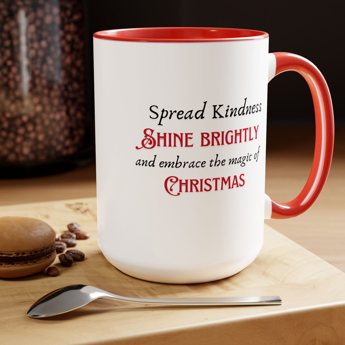 Two-Tone Coffee Mugs, 15oz - Spread Kindness, Shine Brightly