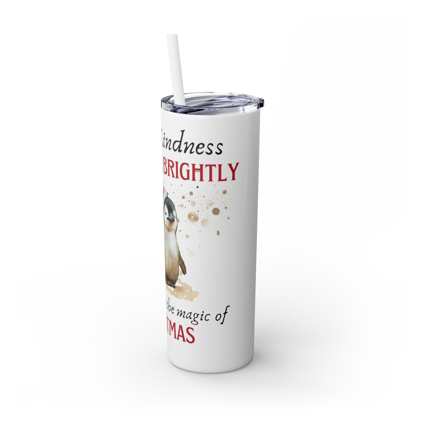 Skinny Tumbler with Straw, 20oz Magic of Christmas Penguin