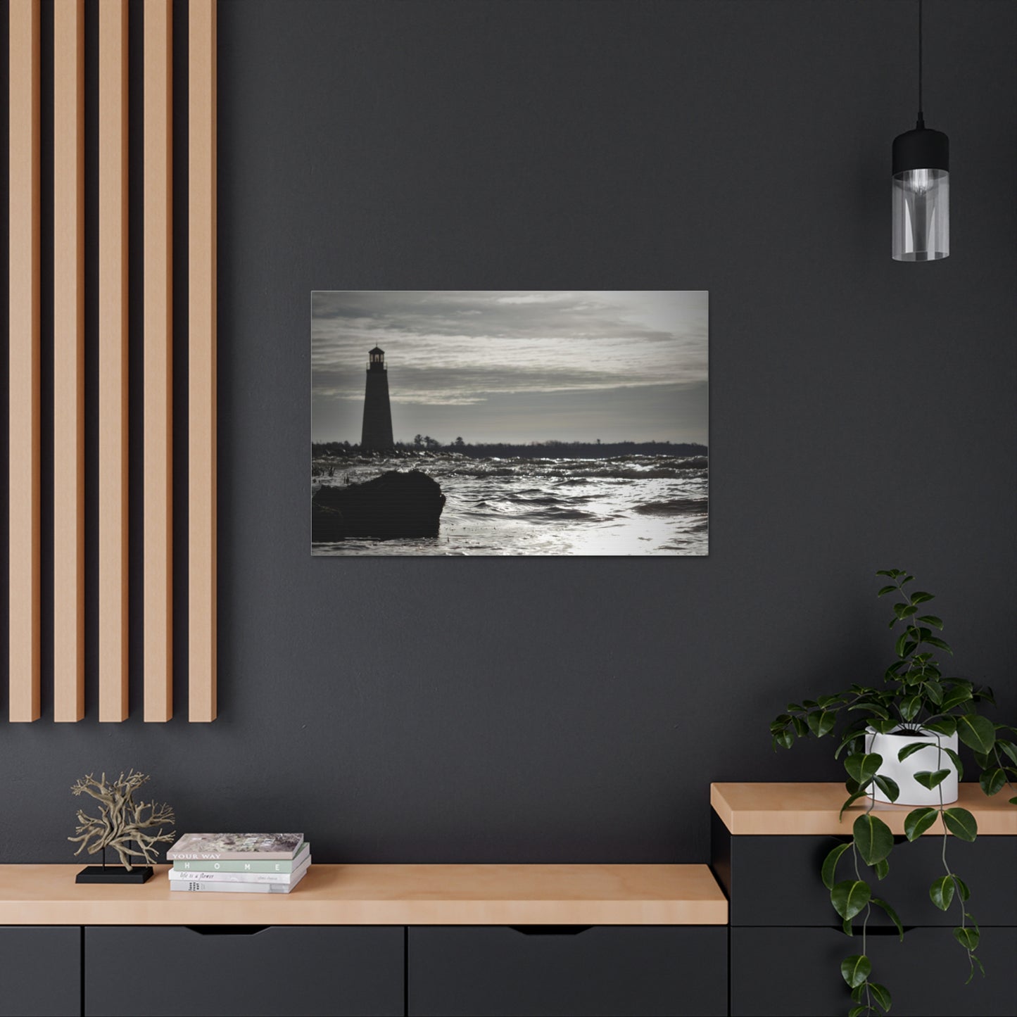 Canvas Gallery Wraps (White Wrap)-Winter Light House