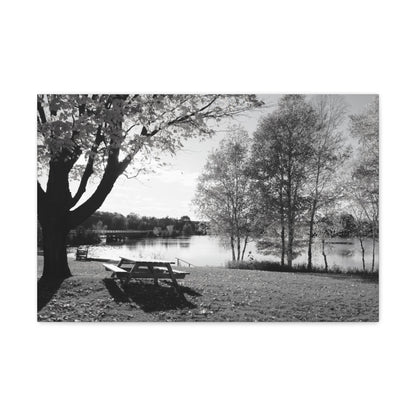 Canvas Gallery Wraps - Picinic by the river. Black and White