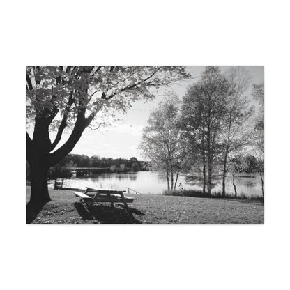 Canvas Gallery Wraps - Picinic by the river. Black and White