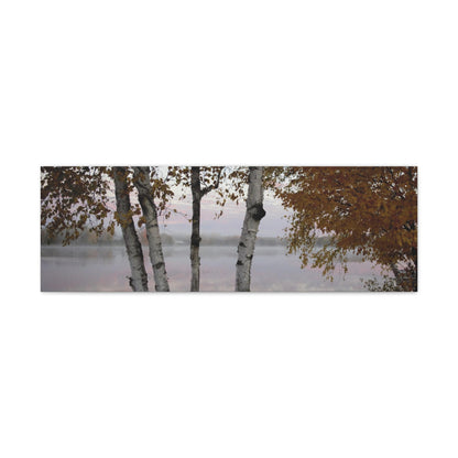 Canvas Gallery Wraps (White Wrap) - River view with morning fog