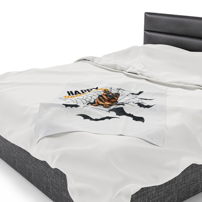 Velveteen Plush Blanket - German Shepard Halloween