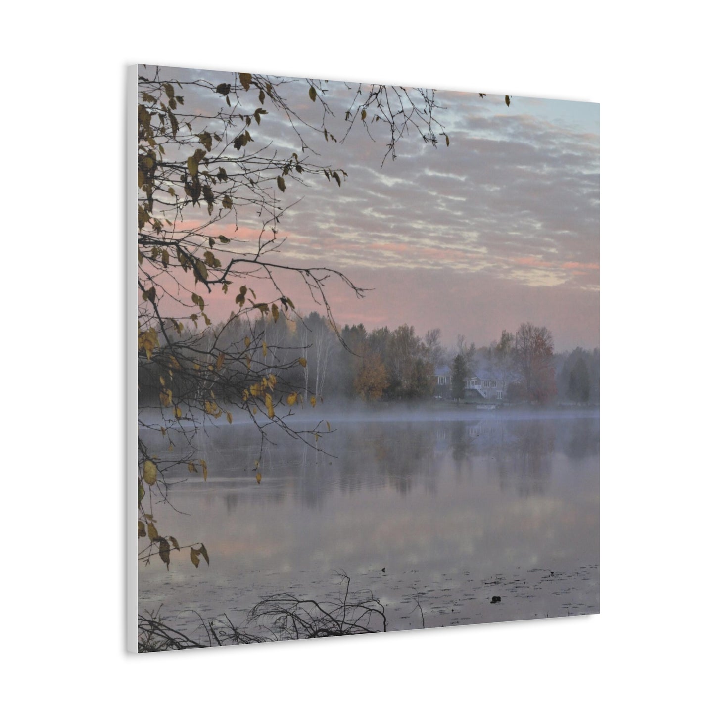 Canvas Gallery Wraps (White Wrap) (Squares) Foggy morning on the river