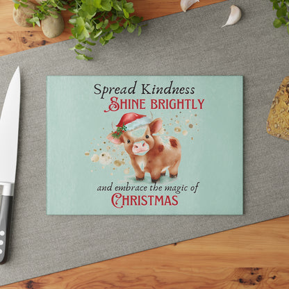 Glass Cutting Board - Baby Cow with the Magic of Christmas