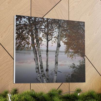 Canvas Gallery Wraps (White Wrap) - River view with morning fog