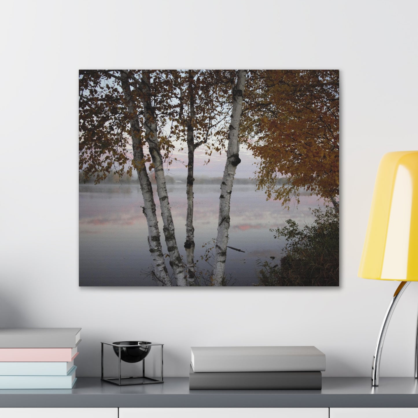 Canvas Gallery Wraps (White Wrap) - River view with morning fog