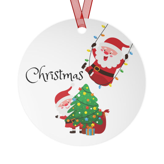 Metal Ornaments Swinging Santa's