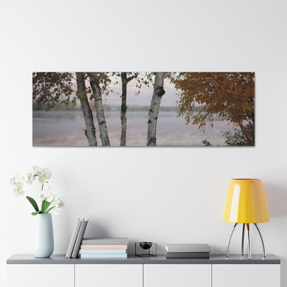 Canvas Gallery Wraps (White Wrap) - River view with morning fog