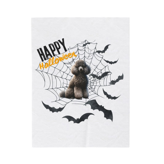 Velveteen Plush Blanket - Poodle Halloween