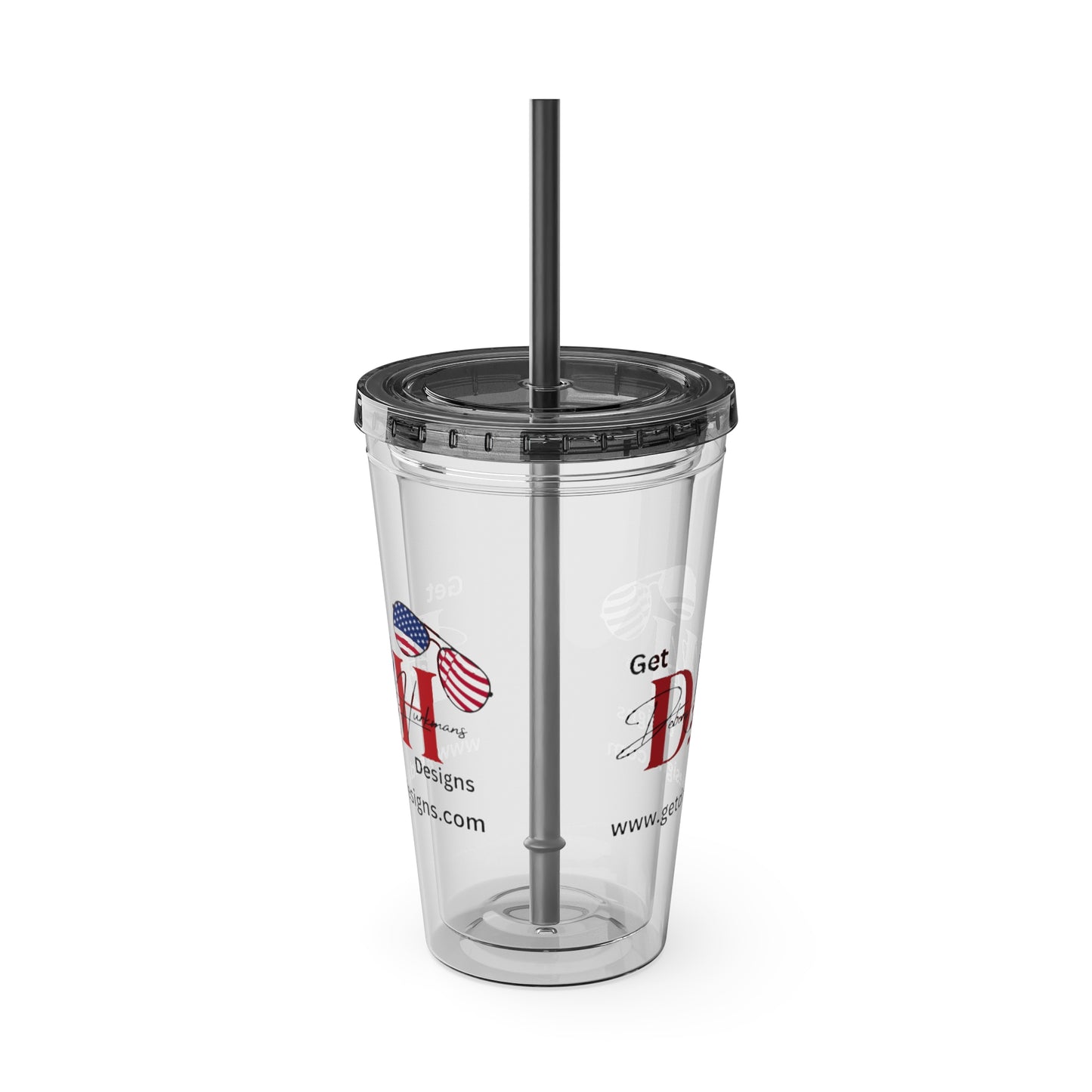 Clear Tumbler with color-matching lid and straw, 16oz  - Carry Your Brand