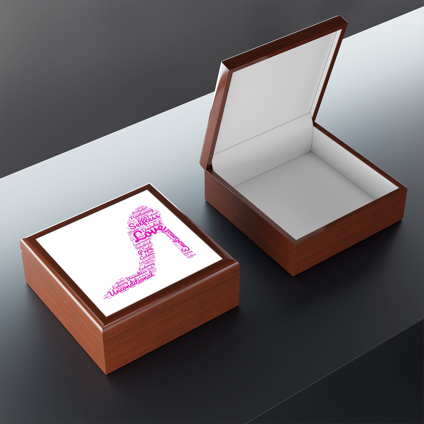 Empowerment High Heel Jewelry Box – White Ceramic Hot Pink with Inspiring Affirmations