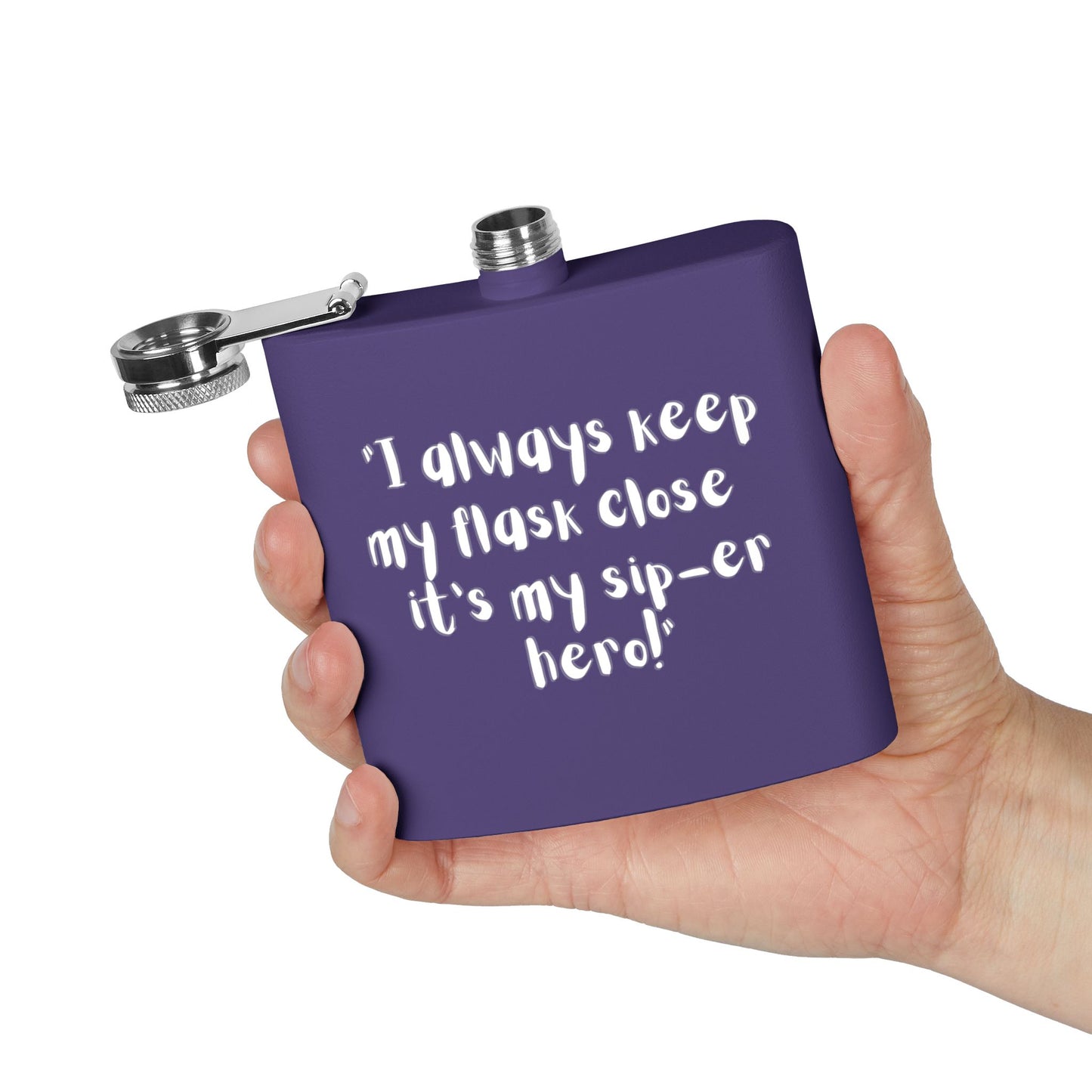 Stainless Steel Flask, 6oz Sip-er hero!