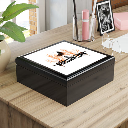 Scary Halloween Jewelry Box – White Ceramic