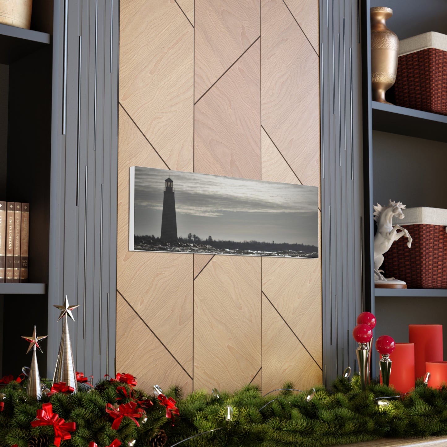 Canvas Gallery Wraps (White Wrap)-Winter Light House