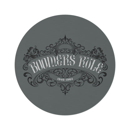 Dark Grey Round Rug Boomers Rule