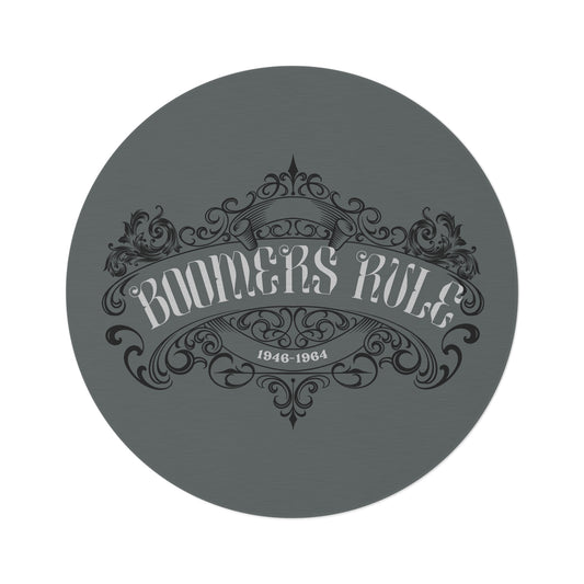 Dark Grey Round Rug Boomers Rule