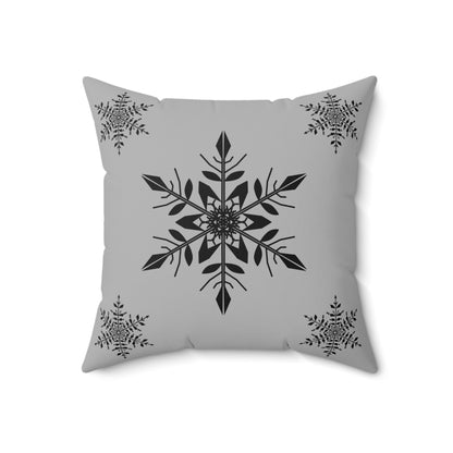 Spun Polyester Square Pillow - SNOWFLAKES