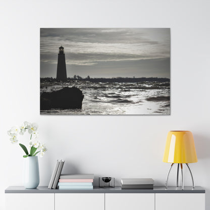 Canvas Gallery Wraps (White Wrap)-Winter Light House