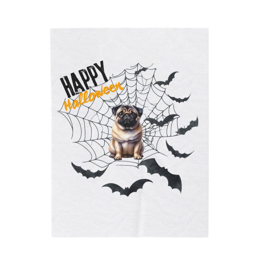 Velveteen Plush Blanket - Pug Halloween