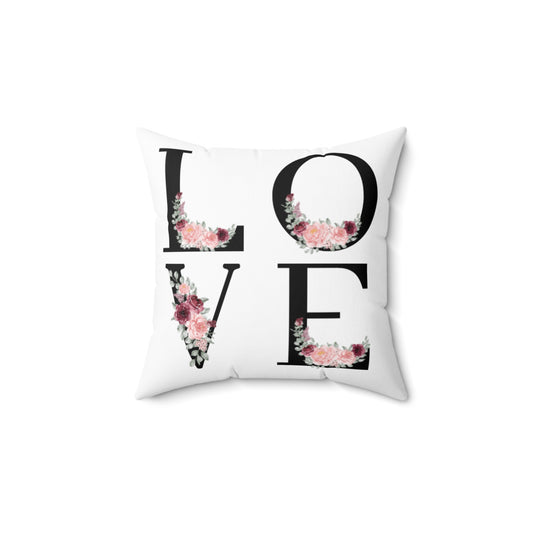 Spun Polyester Square Pillow Love