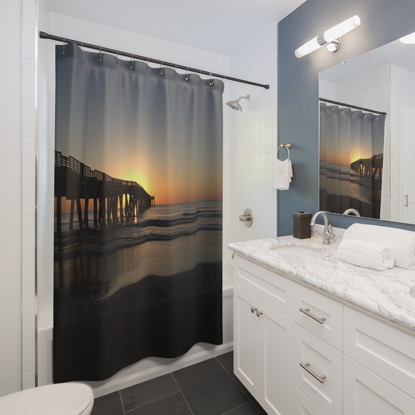 Shower Curtain - Sunrise at the pier