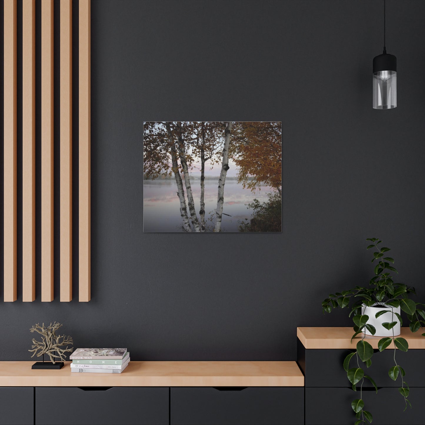 Canvas Gallery Wraps (White Wrap) - River view with morning fog