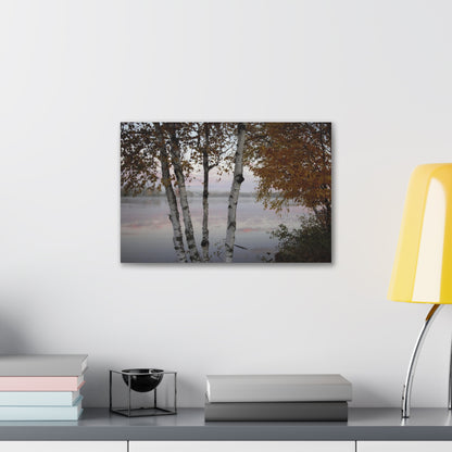 Canvas Gallery Wraps (White Wrap) - River view with morning fog