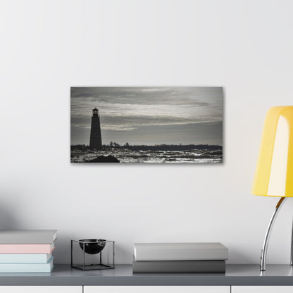 Canvas Gallery Wraps (White Wrap)-Winter Light House