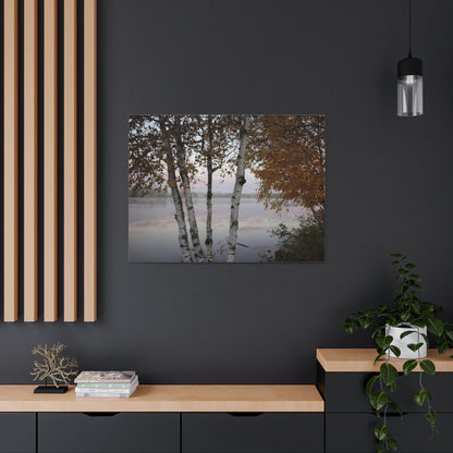 Canvas Gallery Wraps (White Wrap) - River view with morning fog