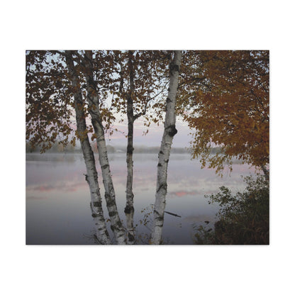 Canvas Gallery Wraps (White Wrap) - River view with morning fog