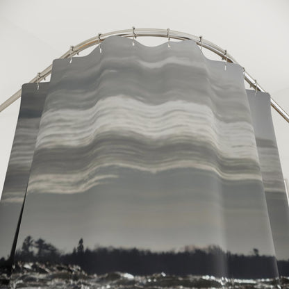 Shower Curtain Winter Light House