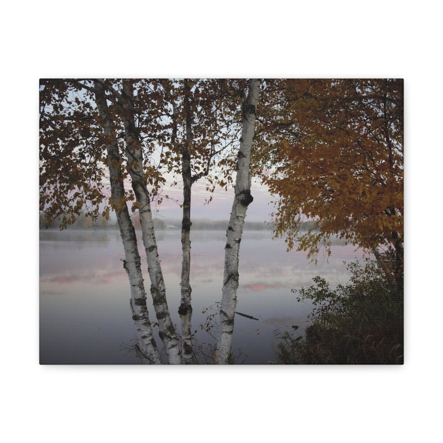 Canvas Gallery Wraps (White Wrap) - River view with morning fog