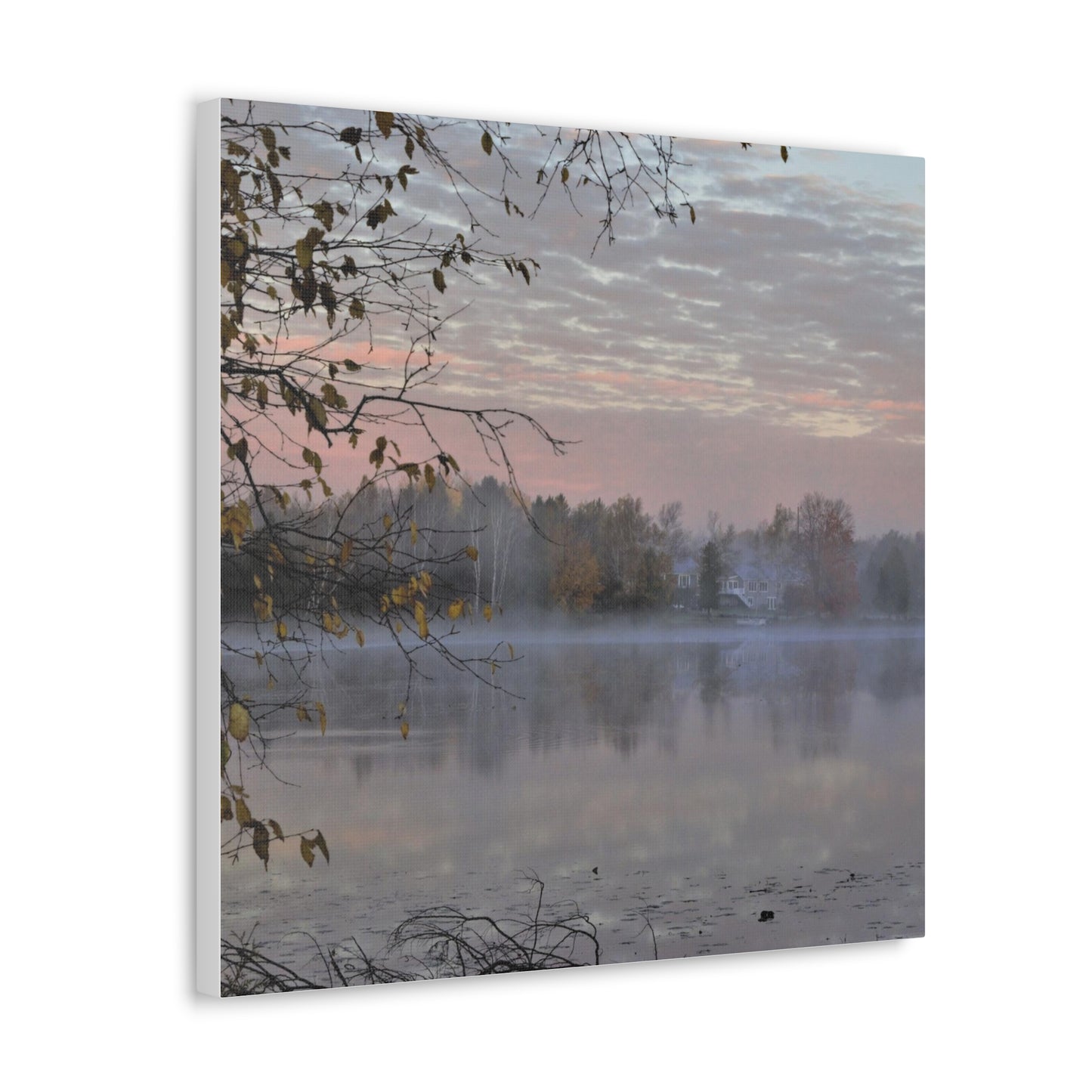 Canvas Gallery Wraps (White Wrap) (Squares) Foggy morning on the river