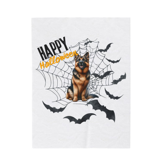 Velveteen Plush Blanket - German Shepard Halloween