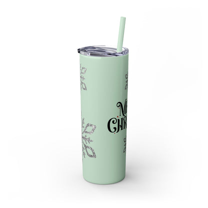 Skinny Tumbler with Straw, 20oz Mery Christmas