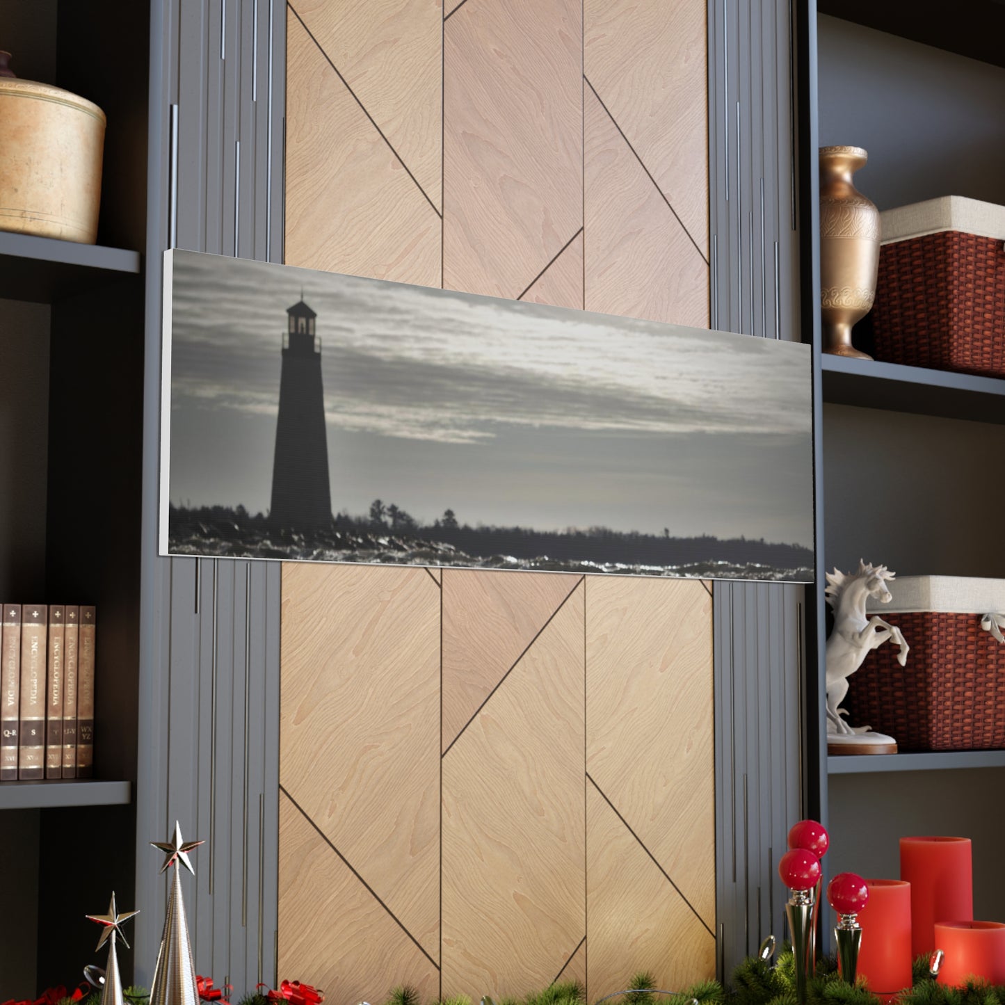 Canvas Gallery Wraps (White Wrap)-Winter Light House