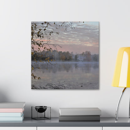 Canvas Gallery Wraps (White Wrap) (Squares) Foggy morning on the river