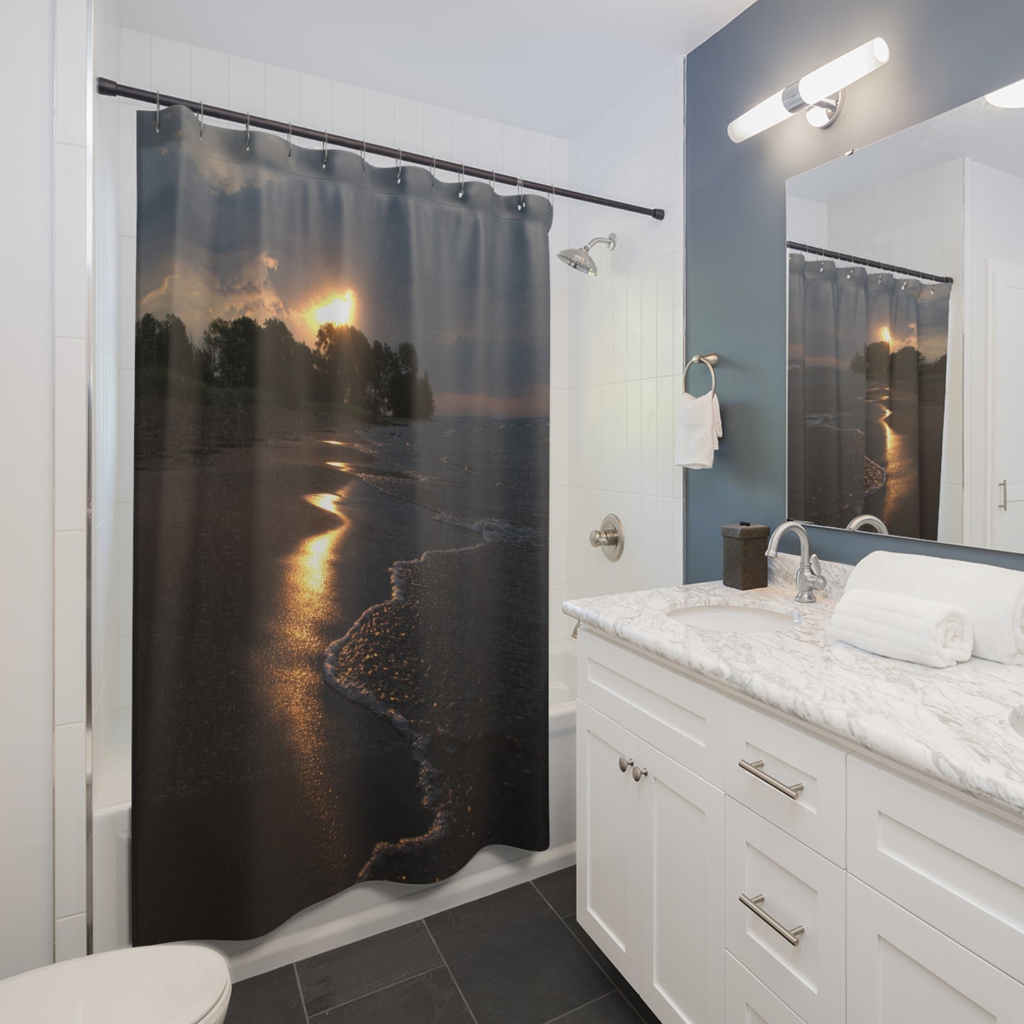 Shower Curtain - Sun kissing the beach