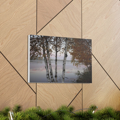 Canvas Gallery Wraps (White Wrap) - River view with morning fog