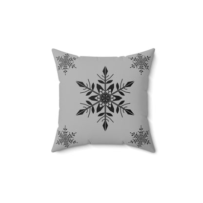 Spun Polyester Square Pillow - SNOWFLAKES