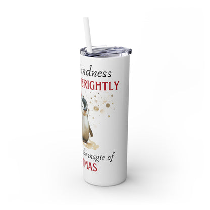 Skinny Tumbler with Straw, 20oz Magic of Christmas Penguin